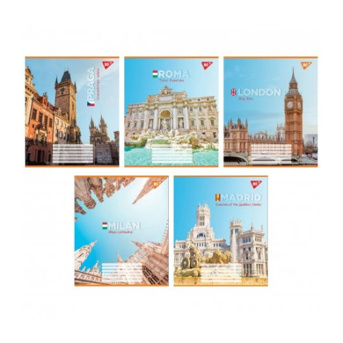 Зошит для записів Yes Greatest cities А5 60 аркушів клітинка 767143