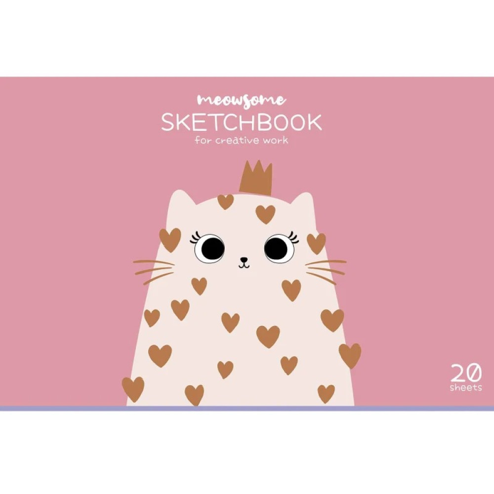 Альбом для малювання Meowsome, склейка, 20 арк, глiтер - 0