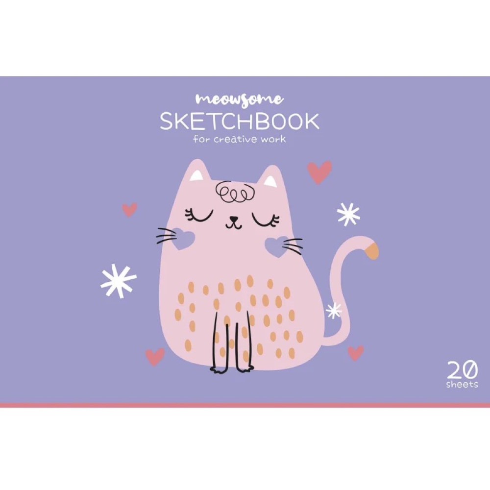 Альбом для малювання Meowsome, склейка, 20 арк, глiтер - 2
