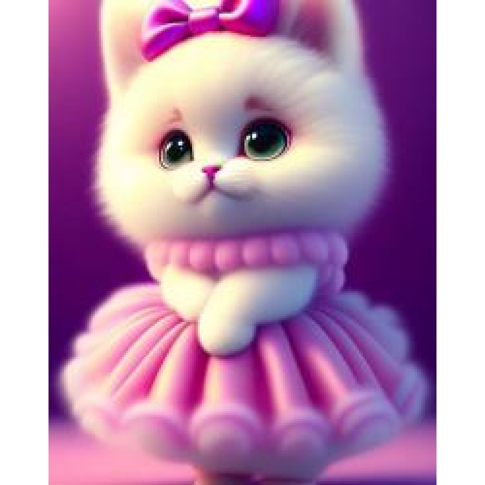 Алмазна мозаїка "Кошеня в рожевій сукні", 20x20см, на рамці - 0