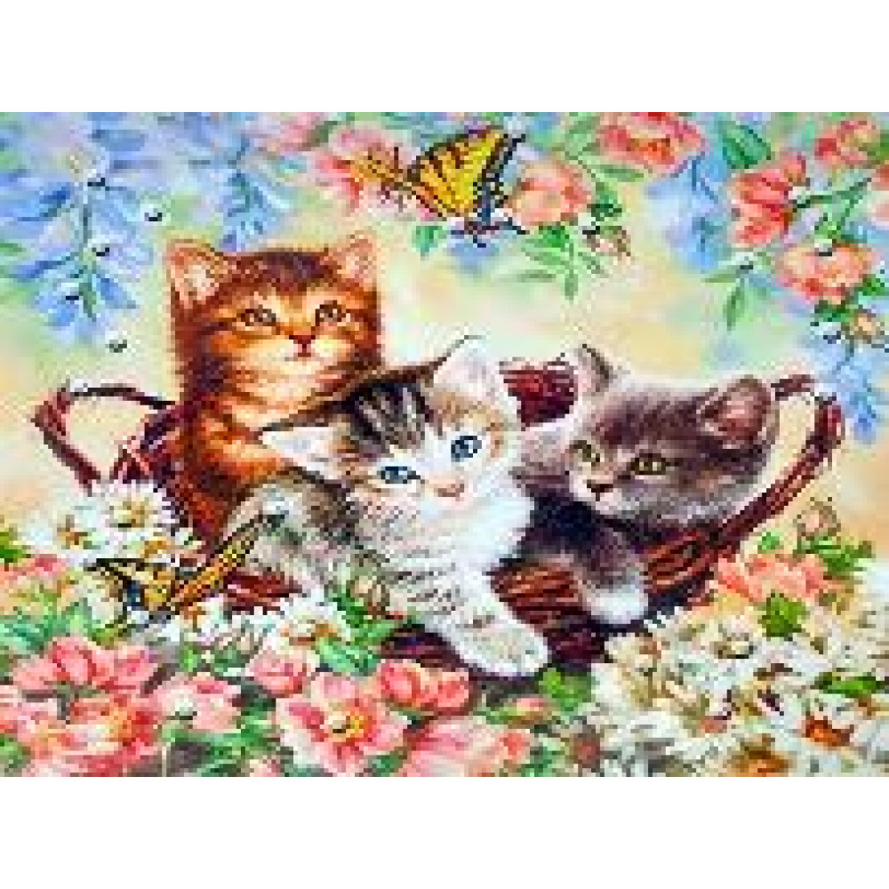 Алмазна мозаїка "Кошенята та метелики" 40x50 см у подарунков