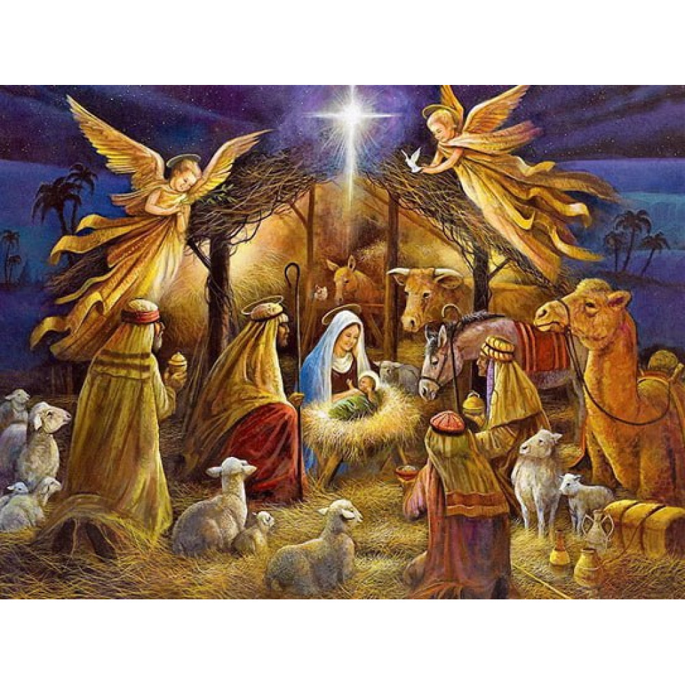 Алмазна мозаїка "Народження Іісуса", 40*50см, на підрамнику,