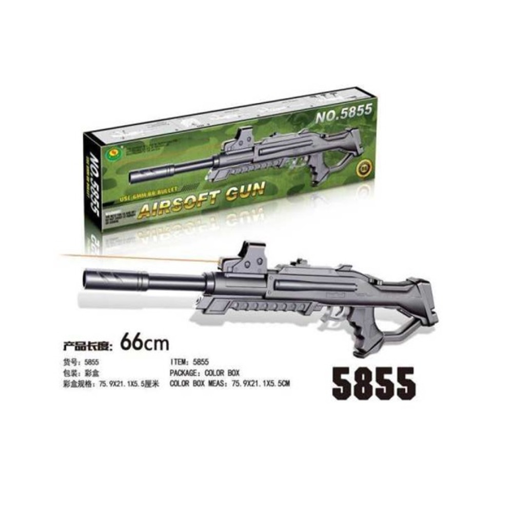 Автомат арт. 5855 (24шт) кульки,бат.,лазер,у короб. 75,9*21,1*5,5 см