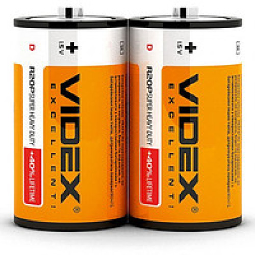 Батарейка Videx R20 (уп.24 шт)