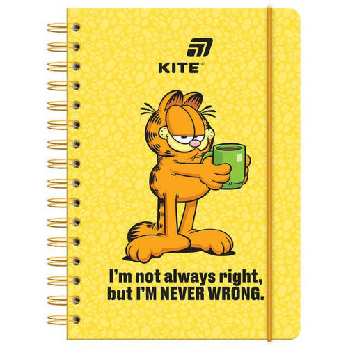 Блокнот Kite Garfield A5 80 аркушів клітинка спіраль