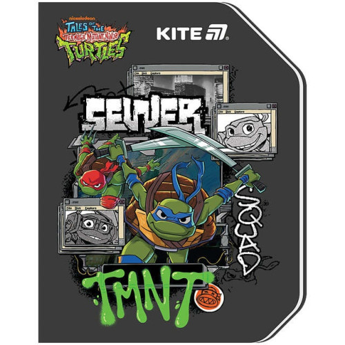 Блокнот Kite Ninja Turtles А6 60 аркушів клітинка (NT25-223)