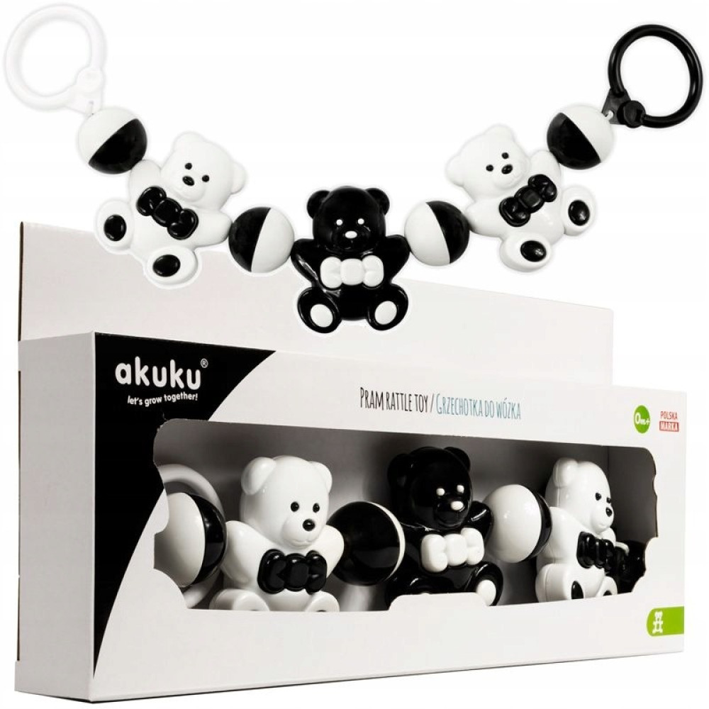 Брязкальце для візочка Ведмедики чорно-біле
