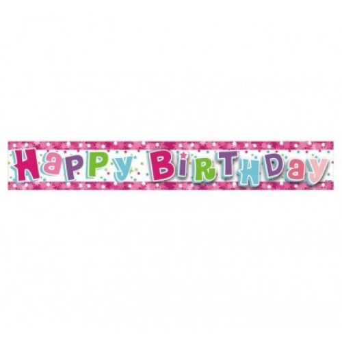 Декорація банер Happy Birthday 68757/68761 рож/синій 1,8 м поліетилен