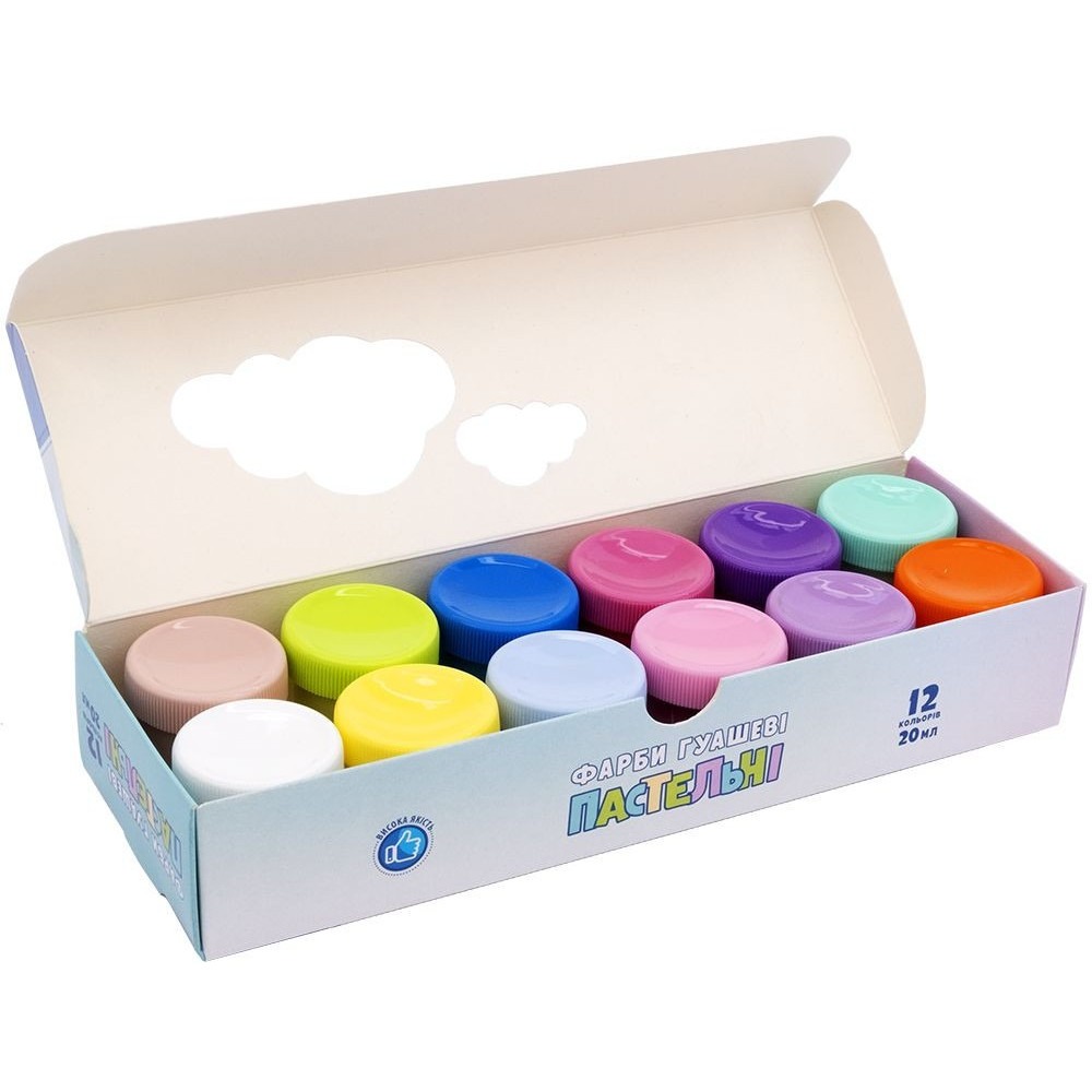 Фарби гуашеві пастельні кольори 12 кольорів по 20 мл - 0