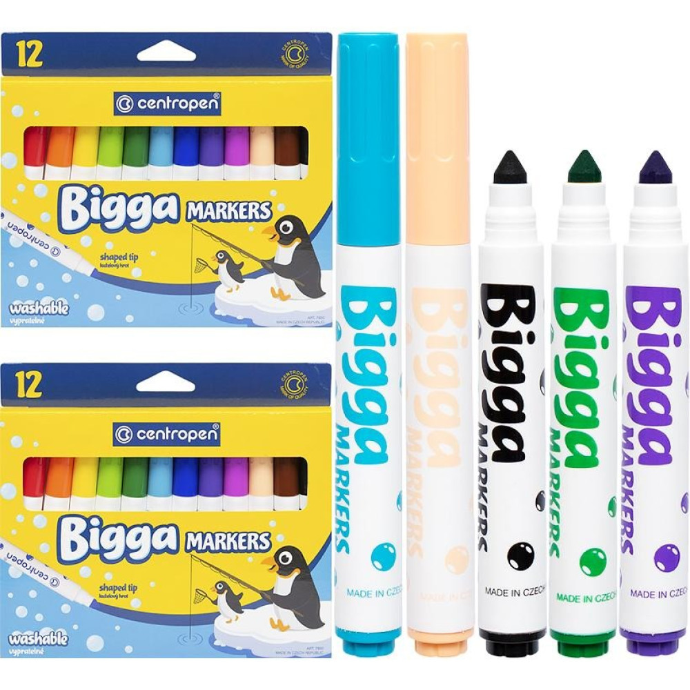 Фломастер 12 кольорів Bigga CENTROPEN