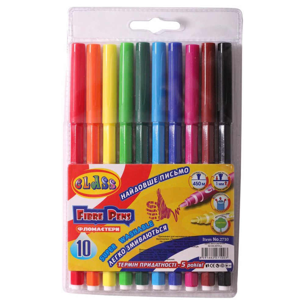 Фломастери "Легке змивання", 10 кол, довж письма - 450 м, 2710, PREMIUM, CLASS