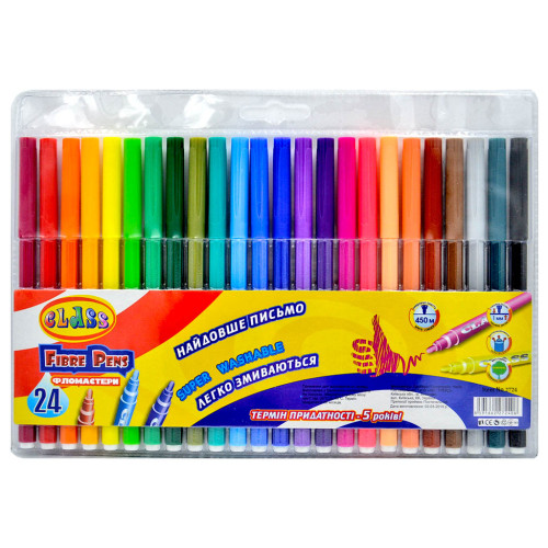 Фломастери "Легке змивання", 24 кол, довж письма - 450 м, 2724, PREMIUM, CLASS