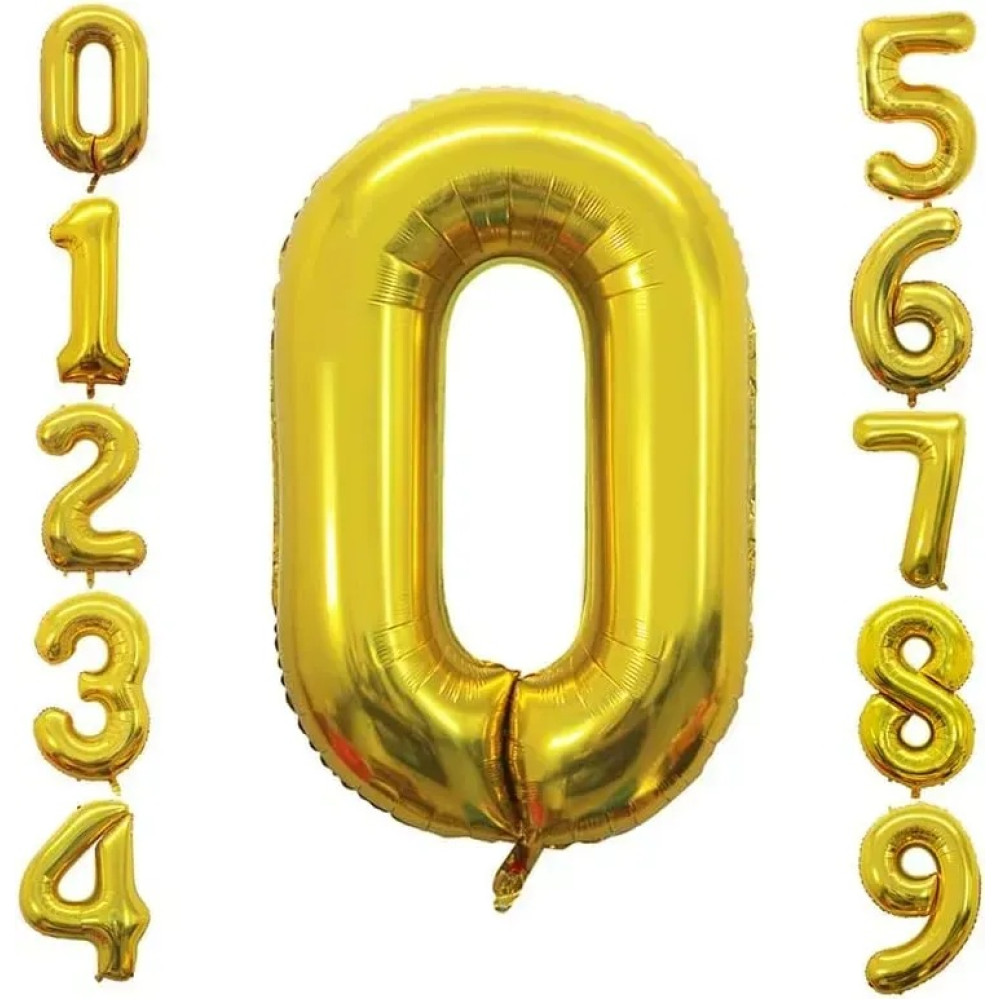 Фольгована цифра Китай під гелій (70 см) - "0" (золото)