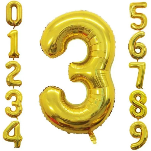 Фольгована цифра Китай під гелій (70 см) - "3" (золото)