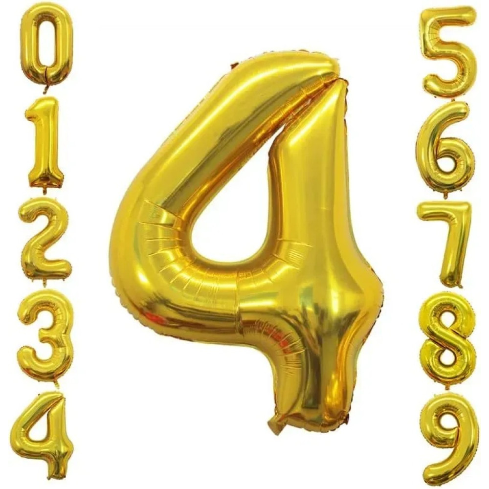 Фольгована цифра Китай під гелій (70 см) - "4" (золото)