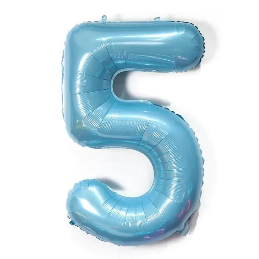 Фольгована цифра під гелій (70 см) - "5" (блакитна)