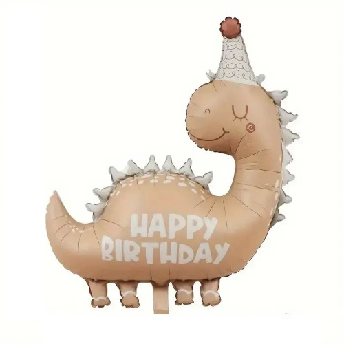 Фольгована фігура Динозавр happy birthday бежевий матовий 15295
