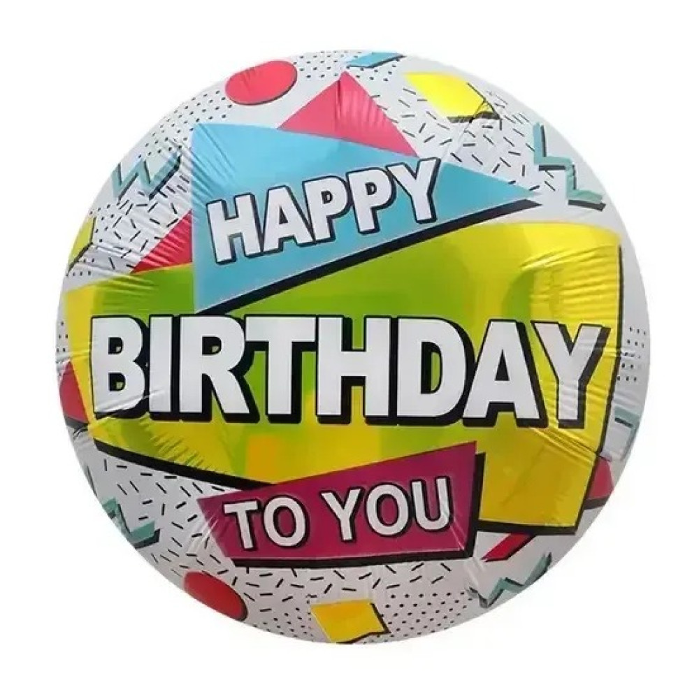 Фольгована кулька Коло Happy birthday to you блакитний трикутник 18" 16056