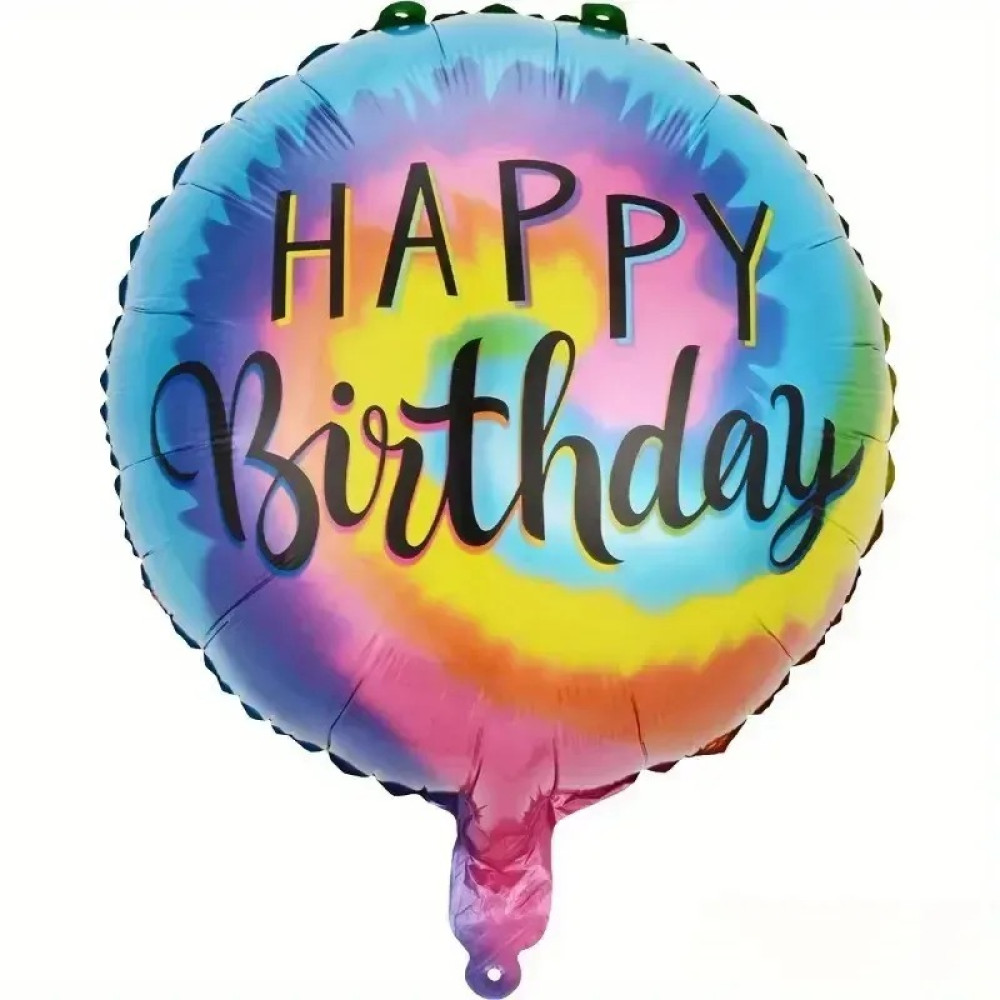 Фольгована кулька Коло Happy Birthday веселкове омбре 18"15269
