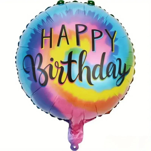 Фольгована кулька Коло Happy Birthday веселкове омбре 18"15269