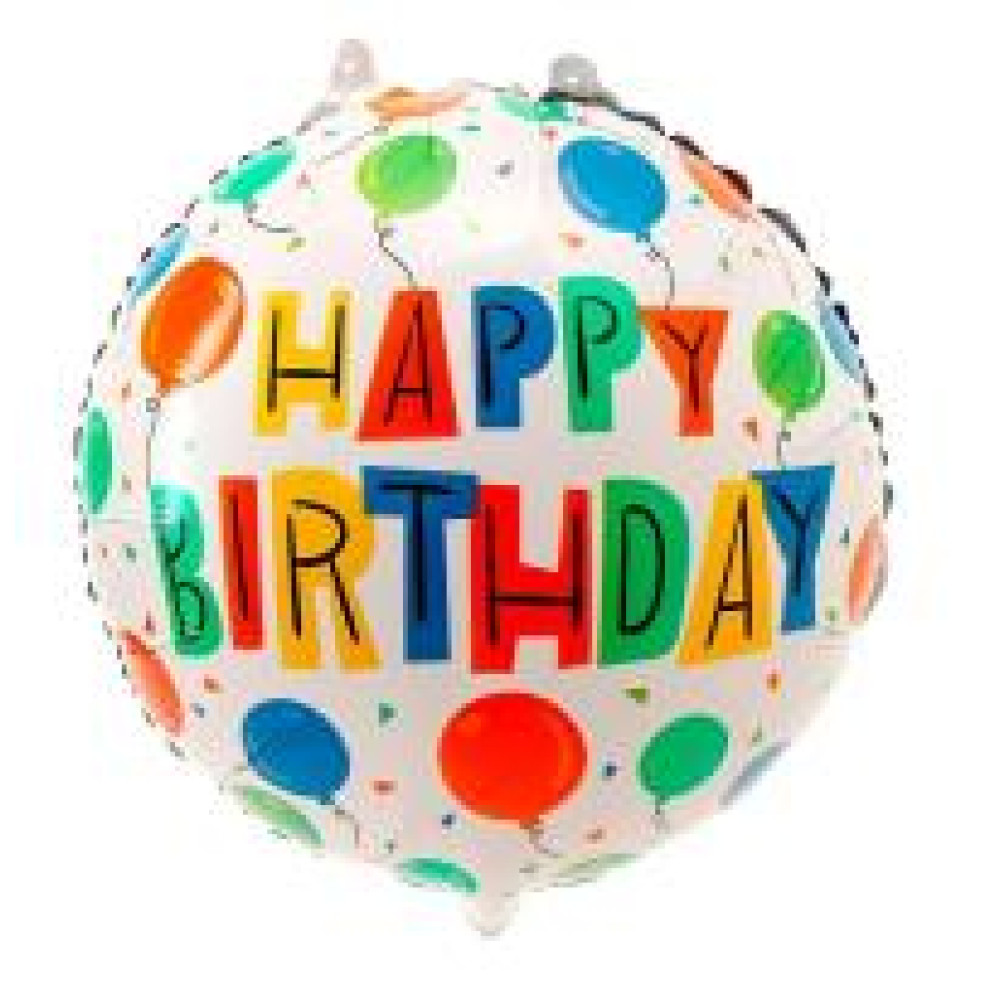 Фольгована кулька коло Китай Happy birthday кольорові кульки 18" 13696 - 0