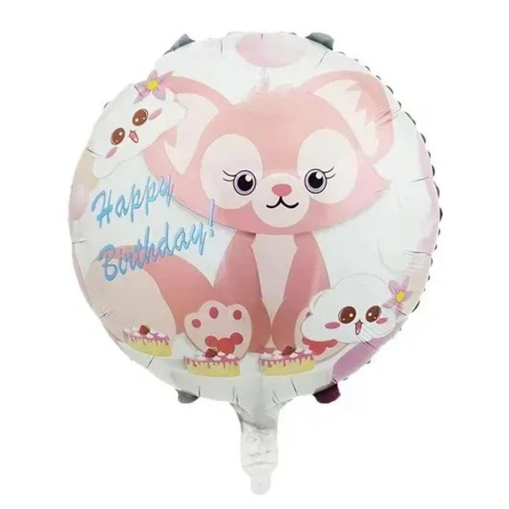 Фольгована кулька коло Китай Лисеня персикове Happy Birthday
