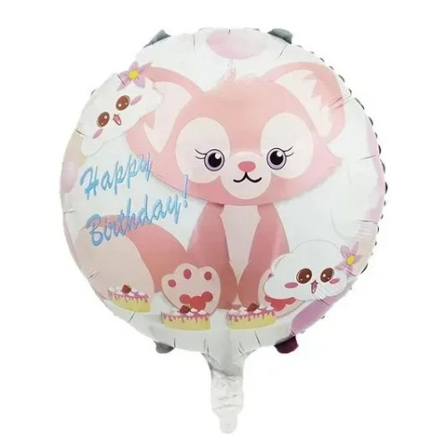 Фольгована кулька коло Китай Лисеня персикове Happy Birthday