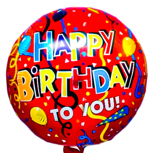 Фольгована Куля Коло Flexmetal "Happy Birthday to you!" (кульки, серпантин) червоний 11458