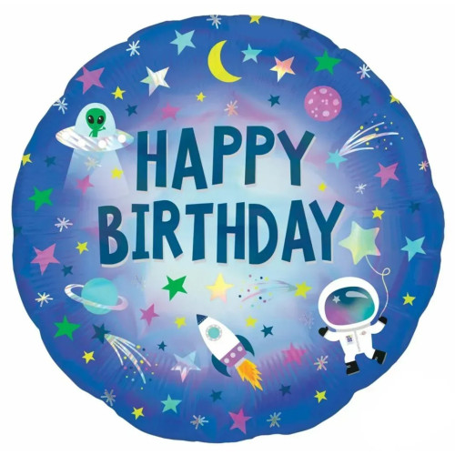 Фольгована куля Коло "Happy Birthday. Космос, прибульці