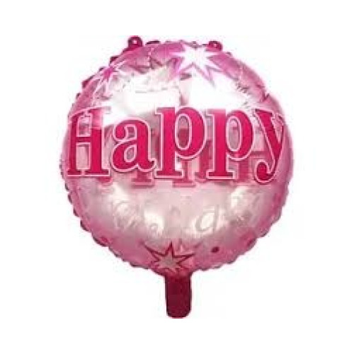 Фольгована Куля Коло "Happy Birthday зірочки рожевий" напів-