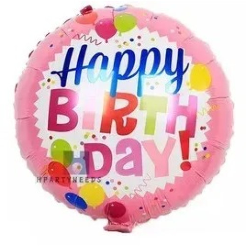 Фольговане коло "Happy Birthday кульки на рожевому " 18' 024