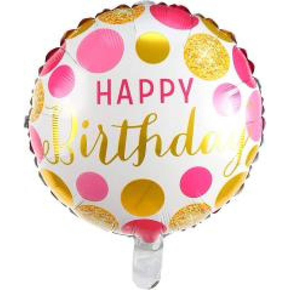 Фольговане коло «Happy Birthday золото-рожеві круги» 18' 02063 - 0