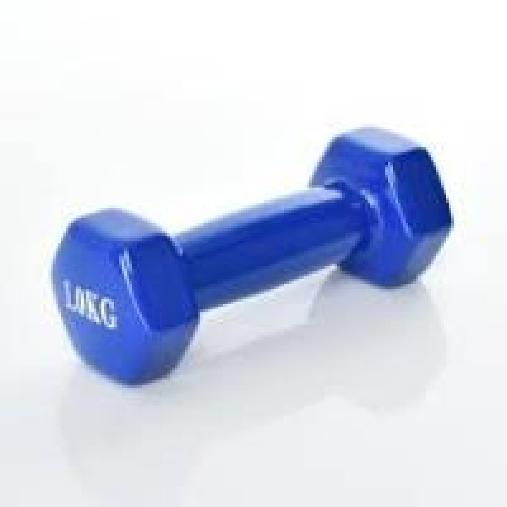 Гантель M 0289-BL (20шт) с виниловым покрытием, 1кг, синий, в кульке, 14-6см - 0
