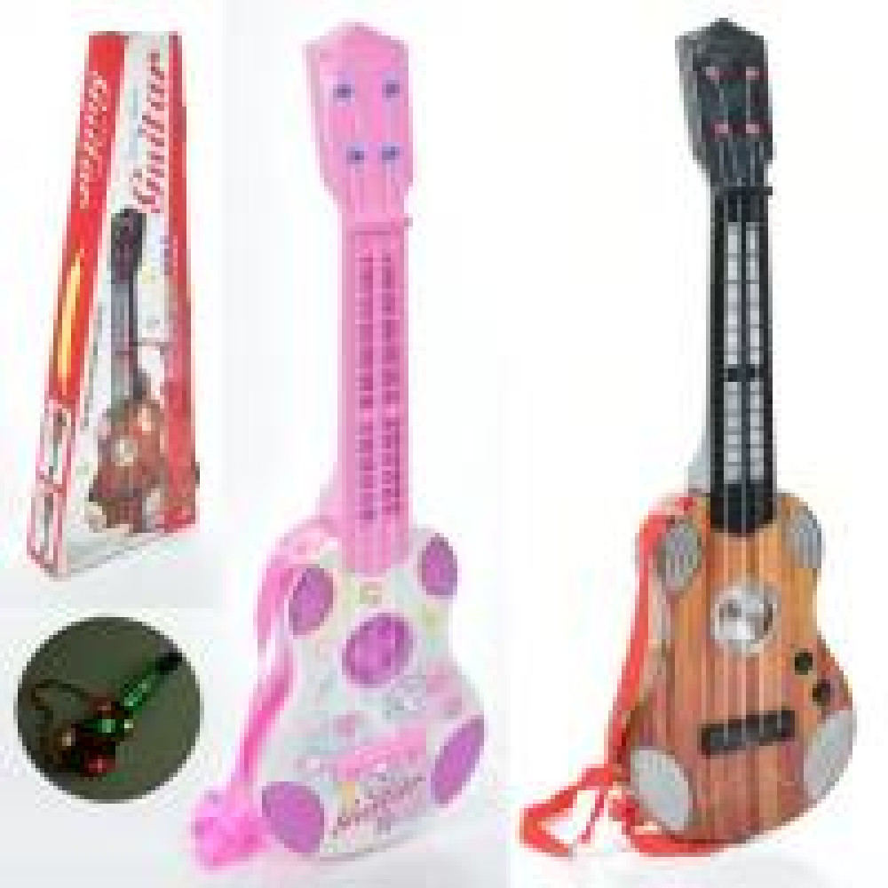 Гітара 626A-B, 52 см, струни 4 шт, музика, світло, 2 види, на батарейках, 19x53x6 см, в коробці - 0