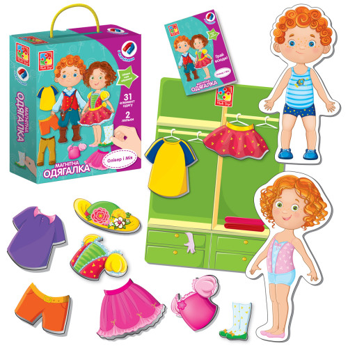 Гра настільна Vladi Toys магнітна одягалка. Олівер і Мія