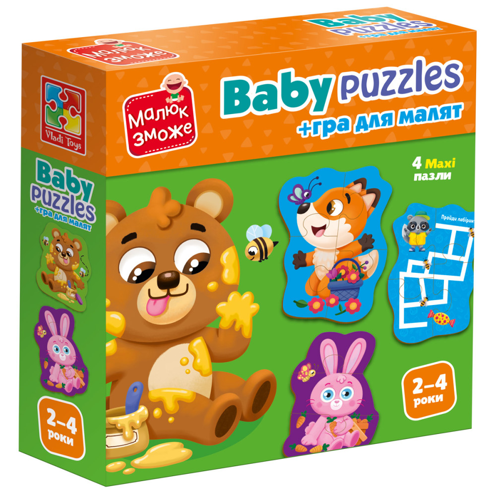 Гра розвиваюча Vladi Toys пазли картонні з грою. Лісові звір