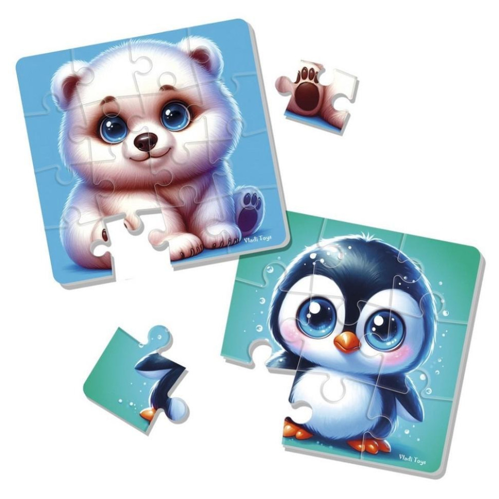 Гра розвиваюча Vladi Toys м'які пазли "Ведмедик та пінгвеня" 