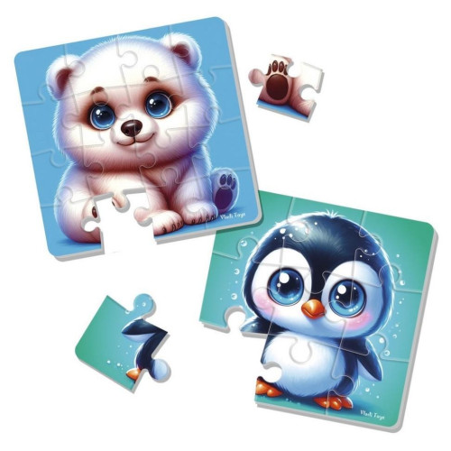 Гра розвиваюча Vladi Toys м'які пазли "Ведмедик та пінгвеня" 