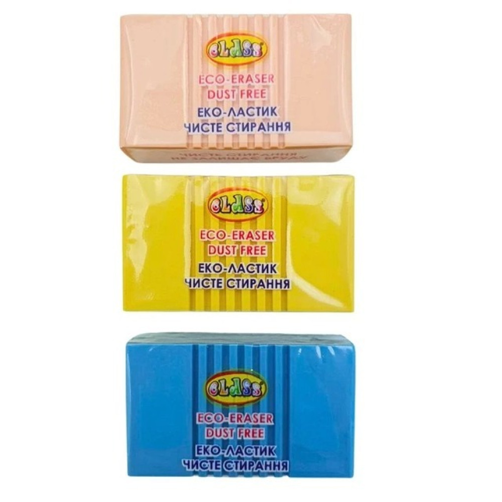 Гумка для стирання, Eco-PVC, Ribby, в дисплеї, асорті, 4985C, CLASS