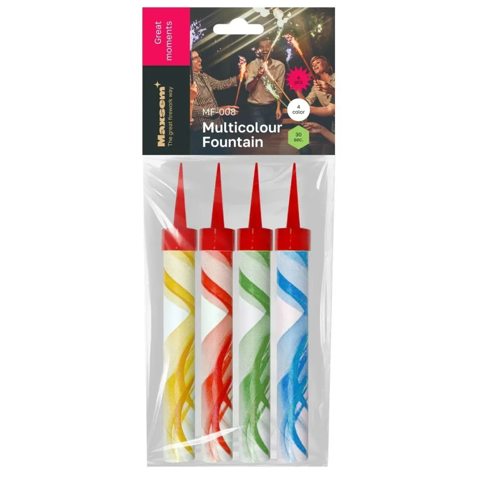 Холодний фонтан (Польща) 10 см (4 шт) кольорові вогні, 30 сек 13271