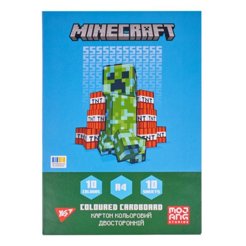 Картон кольоровий двосторонній Yes "Minecraft", 10 аркушів,