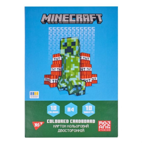 Картон кольоровий двосторонній Yes "Minecraft", 10 аркушів,