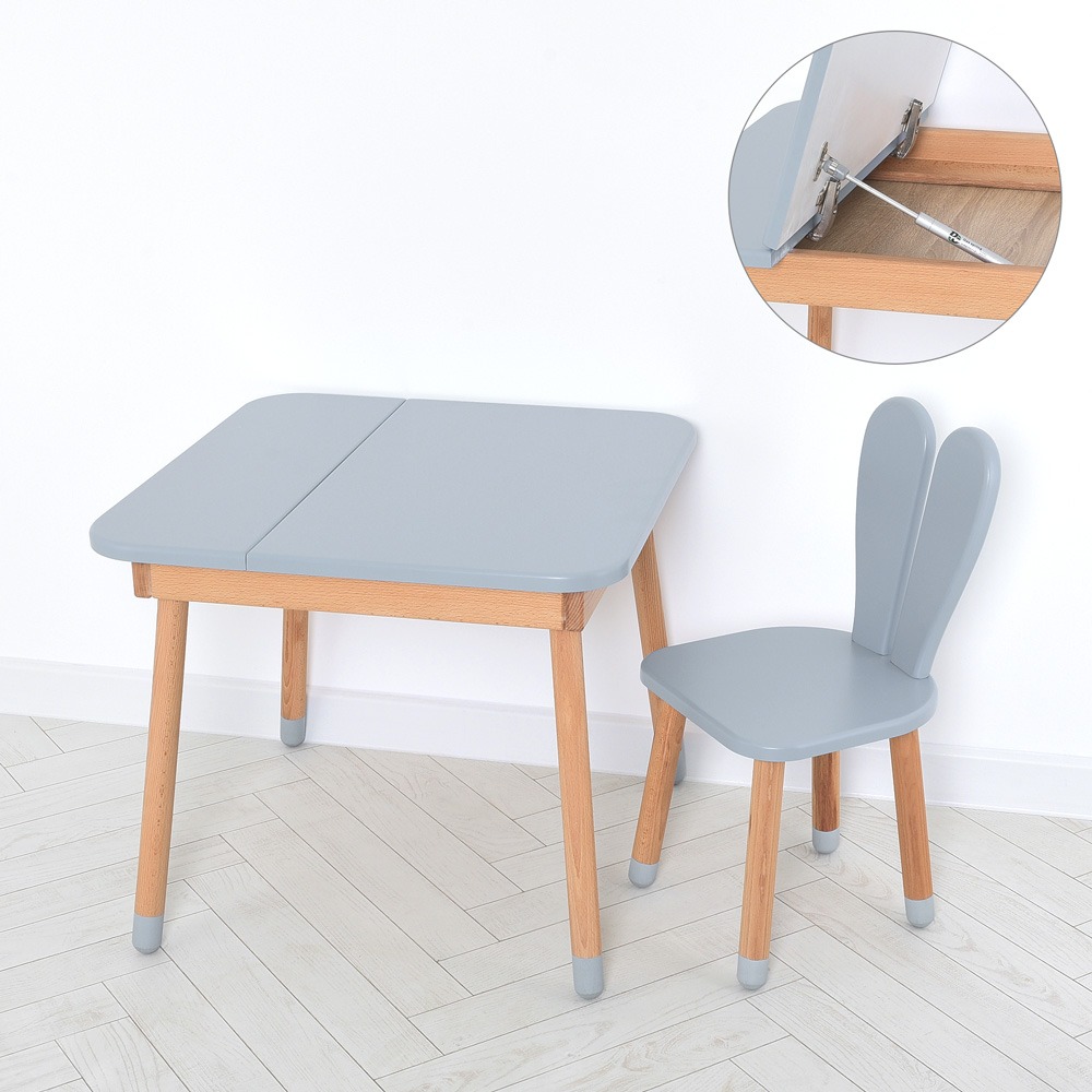 Комплект ARINWOOD Зайчик Desk з ящиком Сірий (столик + стілець) 04-025GREY-DESK - 1