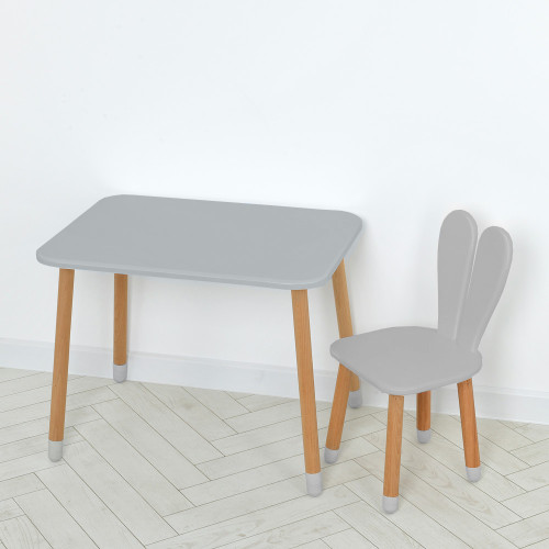 Комплект ARINWOOD Зайчик Сірий (столик 500×680 + стілець) 04-027GREY
