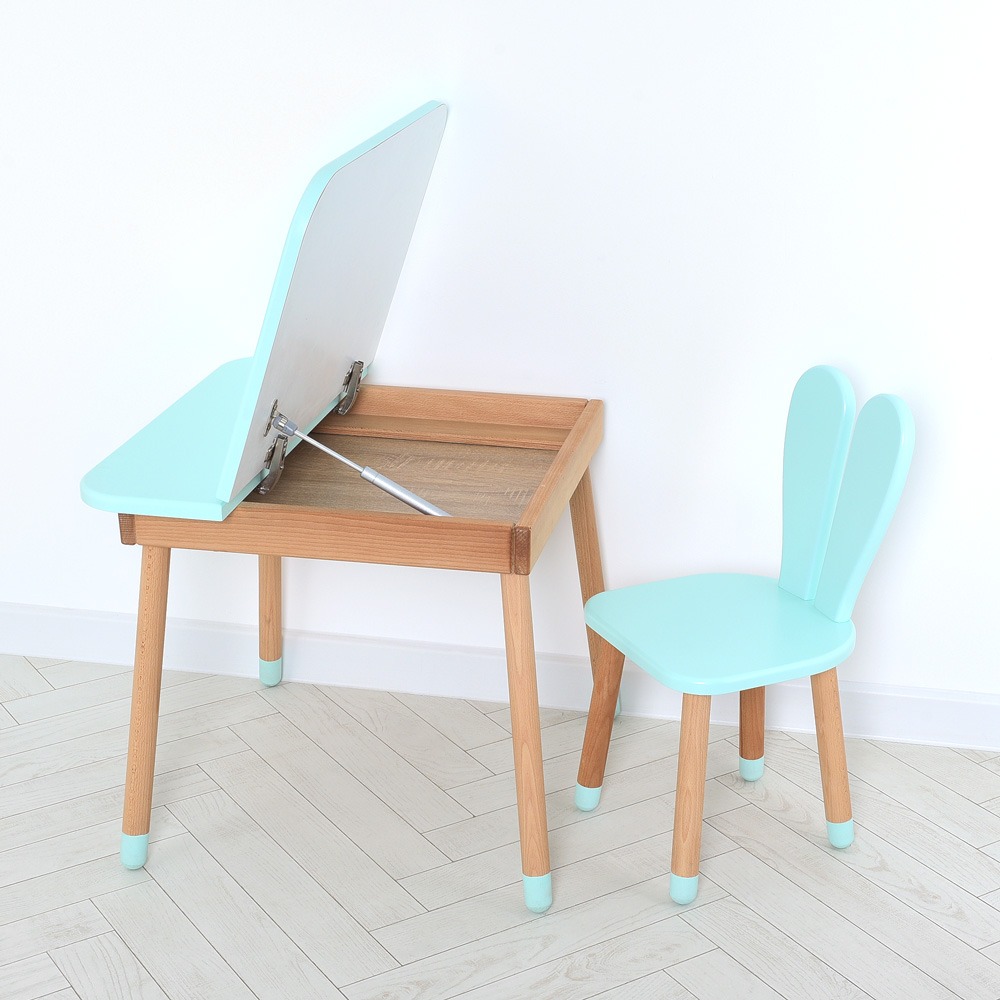 Комплект ARINWOOD Зайчик Desk з ящиком Бірюзовий - 1