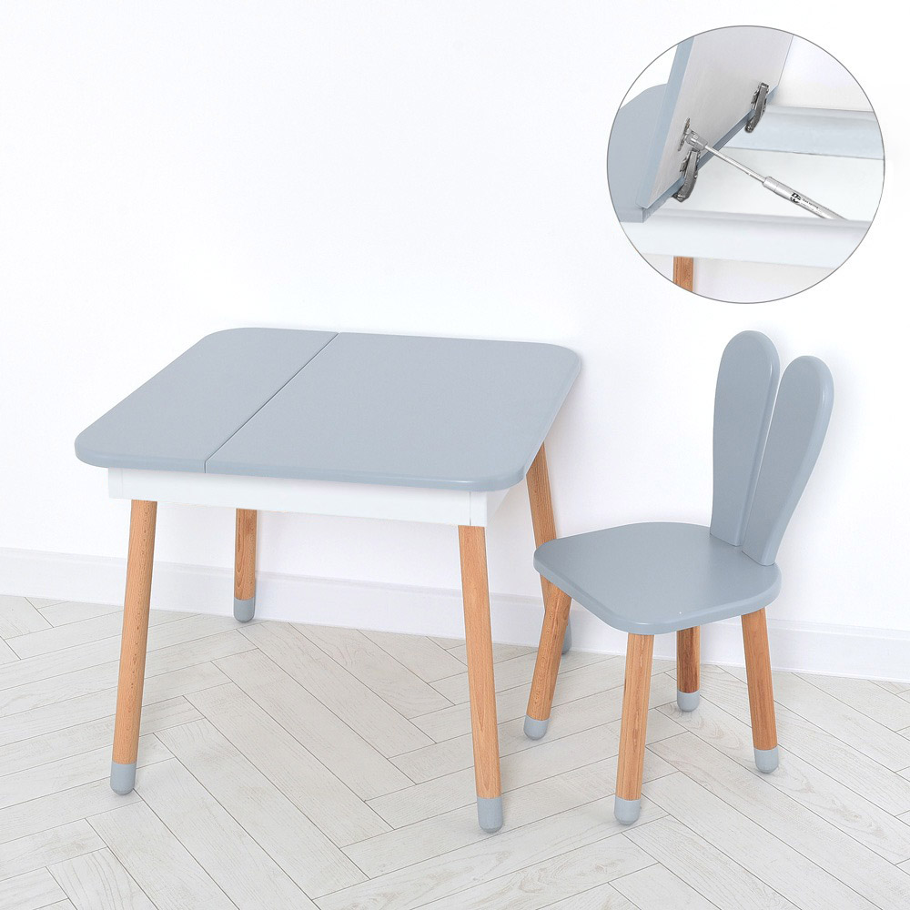 Комплект ARINWOOD Зайчик Desk з ящиком Сірий (столик + стіле - 2
