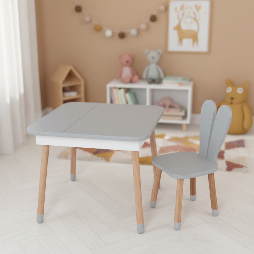 Комплект ARINWOOD Зайчик Desk з ящиком Сірий (столик + стіле - 0