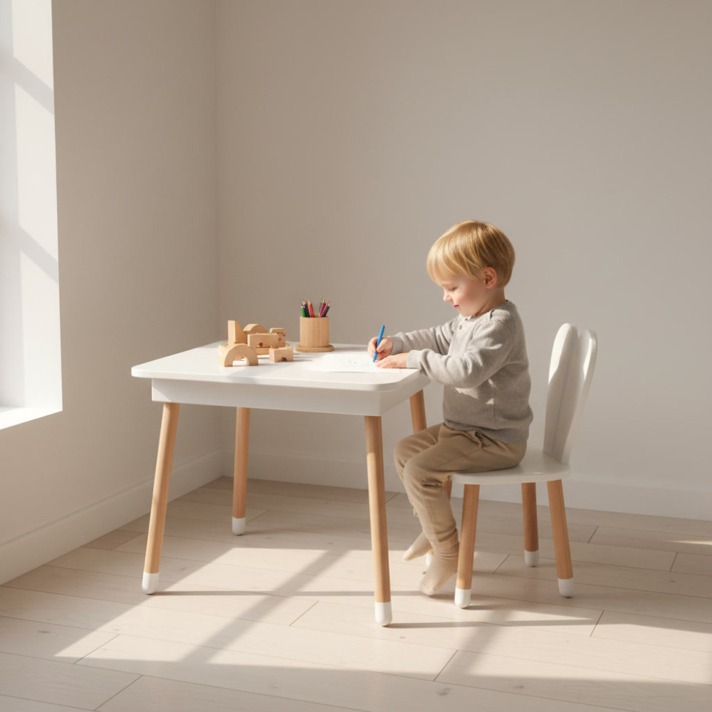 Комплект ARINWOOD Зайчик Table з ящиком Білий Однотонний - 0