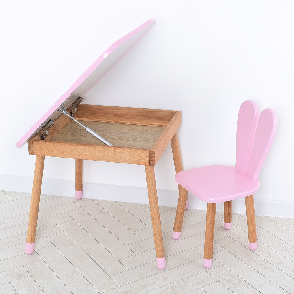 Комплект ARINWOOD Зайчик Table з ящиком Рожевий - 0
