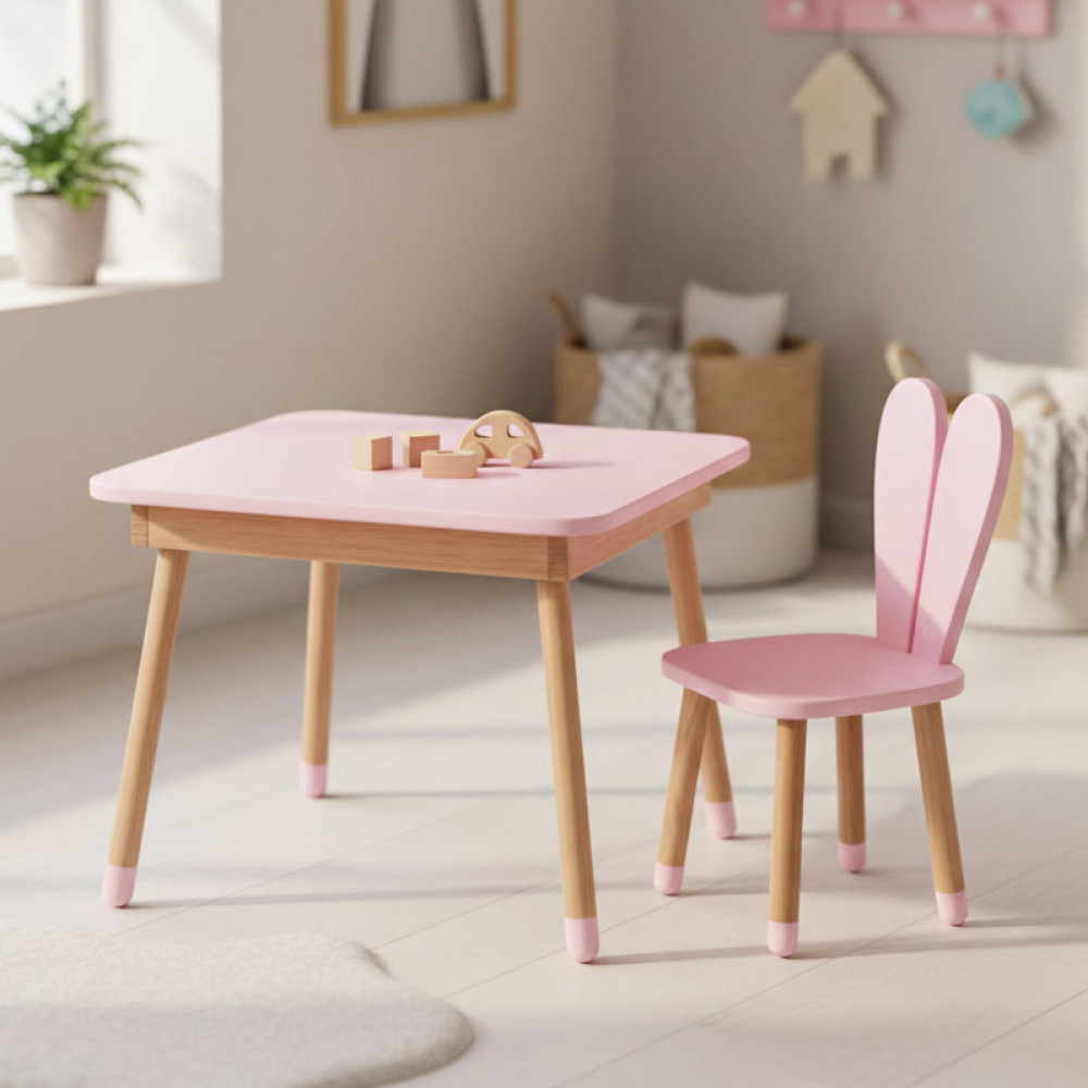 Комплект ARINWOOD Зайчик Table з ящиком Рожевий - 1